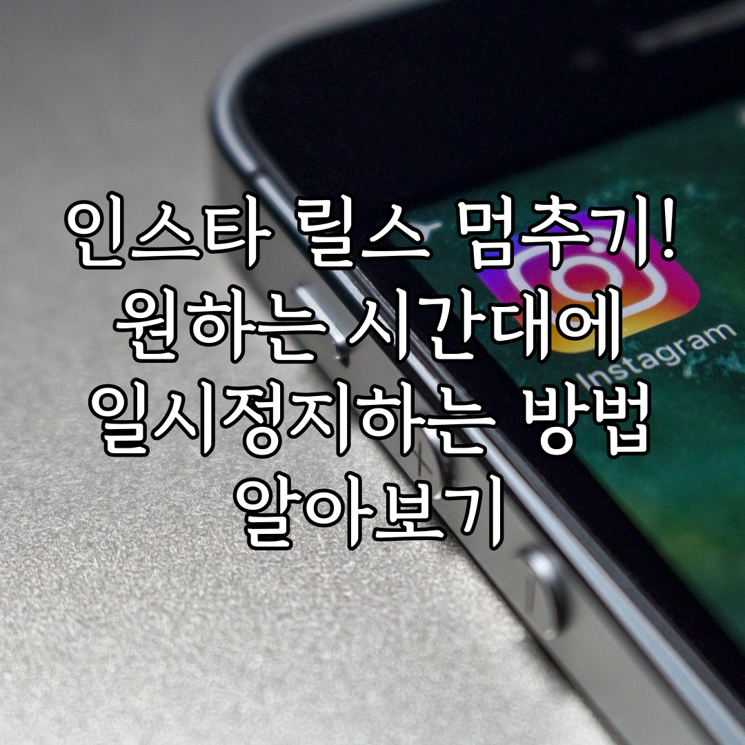 인스타 릴스 멈추기! 원하는 시간대에 일시정지하는 방법 알아보기 (2024년 01월) 특성 이미지