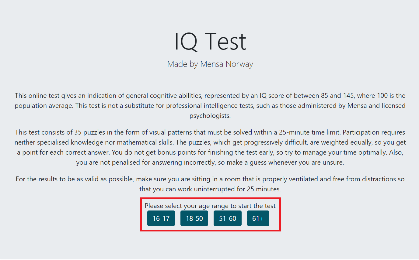노르웨이 멘사 IQ 테스트 사이트 사진